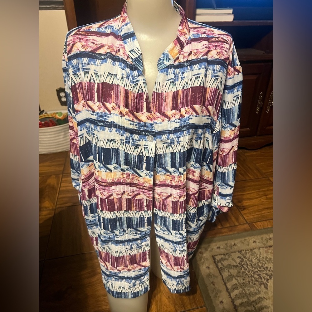 Alfred Dunner Women's Multicolor Patterned Blouse